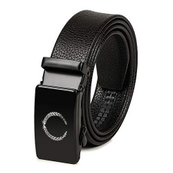 VOGARD Mens Artificial Leather Auto Lock Buckle Belt (VOAHALT-09-Black, Free Size)