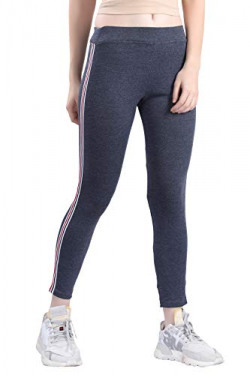 TRASA Women's Skinny fit Trackpants (GreyStripYogaPant_XL_Grey_34)