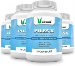 Vubasil Piles Capsule Stops Blood Reduces Pain and Swelling - 15 Capsules (Pack of 4)(4 x 12 No)