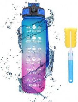 aaryashoppy Unbreakable Silicone Water Bottle 1 Liters with Motivational Time Marker 1000 ml Bottle(Pack of 1, Multicolor, Silicone, Plastic)