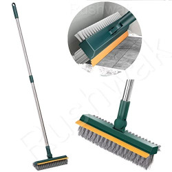 Rushwak Bathroom Cleaning Brush with Wiper Upgraded 3 in 1 Tiles Cleaning Brush Bathroom Brush with Long Handle 180 Rotate Bathroom Floor Cleaning Brush Bathroom Cleaning Accessories (Multicolor)