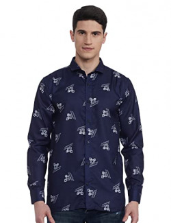 TLF Men's Printed Premium Cotton Regular Shirt Top-Gautamnew-S_706 Blue L