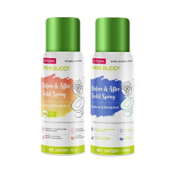 PEE BUDDY Toilet Seat Sanitizer Spray (100 ml Vanilla & 70 ml Citrus) | Reduces Risk of UTI & Other Infections | Before & After Toilet Spray | Sanitizer, Disinfectant & Deodorizer | Kills 99.9% Germs