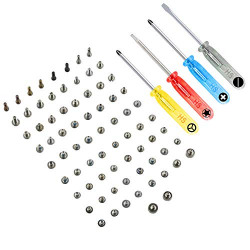 MMOBIEL Complete Full Screw Set Compatible with iPhone 7 4.7 Inch with 2 of Each Pentalobe Screw Color Incl. 4 Screwdrivers