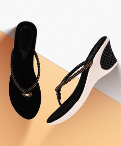 Women Black Wedges Sandal