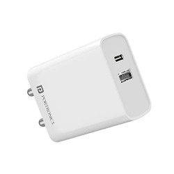 Portronics Adapto 70 33W Fast Charger Adapter with Dual Output (USB + Type C) Supports PPS Charging Via Type C Port(White)