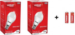 Eveready 10W LED Bulb Pack of 2 with Free 2 Batteries(White, Pack of 2)