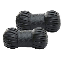 Kingsway Dumbbell Shape Neck Rest Car Cushion for Kia Seltos 2019 Onwards, Leatherette, Black, Set of 2 Piece