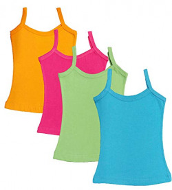 UCARE Pure Cotton Printed Multi Color Slip for Girls & Kids (2011A-Pack of 4) (9-10 Years)
