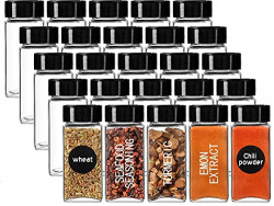 KELVEE Glass Salt and Pepper Shakers Set of 2,100 ML Flip Top Rectangle Spice Bottles, Seasoning Spice Containers for Kitchen (2)