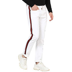 Urbano Fashion Men's Slim Jeans (jeanstripebrb 30_White