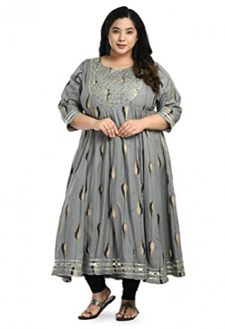 AnjuShree Choice Women Plus Size Anarkali Kurti Grey