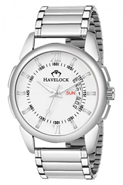 HAVELOCK Analog Day Date Functioning Stainless Steel Chain Watch for Men' and Boy's (Silver)