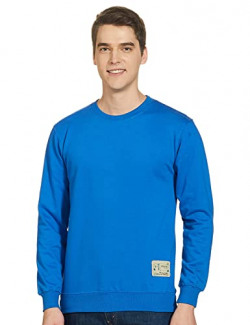 T2F Men's Cotton Crew Neck Sweatshirt (MNS-SS-01_Royal Blue_2XL)