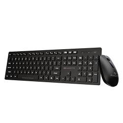 Amkette Primus Neo 2.4 Ghz Advanced Wireless Keyboard and Mouse Set | Intelligent Auto Sleep Function | Space Saving and Ergonomic | Mouse On/Off Switch | 3 DPI Settings | USB Nano Receiver (Black)