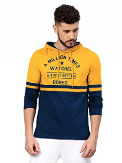 Maniac Men's Cotton Hooded Neck Hoodies (MEN-FW18-HOOD-FS-YELOW-NVY-WATCHED-S_Yellow_S)