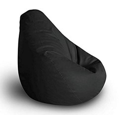 ink craft XL Bean Bag Cover Without Beans for Bedroom Living Room, Office & Home, Lawn Garden,Kids,Adults,Gaming Bean Bag (30.1 x 28.6 x 2.8 cm)- Black (Leather)