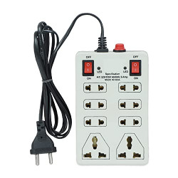 Digiway 240 Volts 8 + 2 Mini Power Strip Extension Cord/Board with 2 Switch, Indicator, Safety Fuse & 8 International sockets, 2 Meter Cord Wire (Beige)