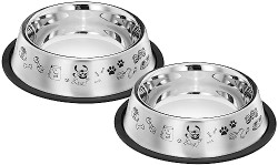Amazon basics Stainless Steel Printed Pet Bowl,700Ml Pack of 2,Cat