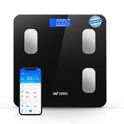ANT Flora Smart Scale for Body Weight and Fat, Digital Bathroom Scale Accurate to 0.1kg Weighing Machine for Peoples Muscle BMI, Bluetooth Electronic Body Composition Monitor, 180Kg  Black