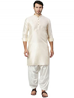Rajubhai Hargovindas Men's Off White Cream Silk Kurta (LTS-50)