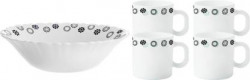 Larah by Borosil Pack of 5 Opalware Universe Dinner Set(White, Microwave Safe)