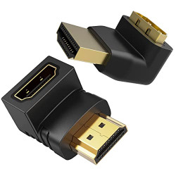 Storite Combo of HDMI 90 Degree and 270 Degree Right Angle Male to Female Adapter, HDMI Male to Female Adapter Supports 3D 1080P, HDMI Extender for Laptop,PC (Black)
