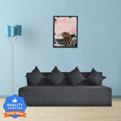 Fresh Up 72x72x7 Inches 4 Seater Double Foam Fold Out Sofa Cum Bed(Finish Color - Dark Grey Delivery Condition - Pre-assembled)