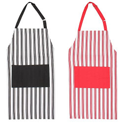 AJS Living Home Decor 100% Cotton Apron Stripe Kitchen Apron with Front Center Pocket Size: 65 cm Width & 80 cm Length Best Design and Adjustable Buckle Apron (Red & Black Stripe Pack of 2) One complimentary hand napkin with each apron