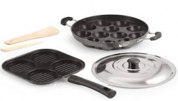 iVBOX  Breakfast-Combo Appam Maker and Uttapam Pan Paniarakkal Set with Lid 2 L capacity 24 cm diameter(Aluminium, Non-stick)