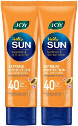 Joy Hello Sun Sunblock & Anti Tan Lotion Sunscreen (2X60ml) - SPF 40 PA+++(120 ml)