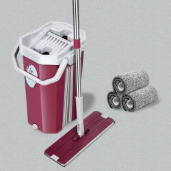 UPC Upgraded Hands-Free Squeeze Microfiber Flat Spin Mop System 360 Flexible Head Mop Set