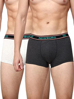 NEWBURG Mens Outer Elasted Combo Boxer Trunks | Pack of 2 | Combed Cotton | (Size-S-80) | Anti Bacterial | Color Fresh Off White