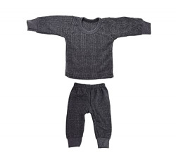 Yuneek Grey Kids Thermal/Winter Wear/Warmer for Girls and Boys, 1 Upper and 1 Lower
