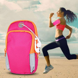 Aeoss Mobile arm Bands for Running Phone Hand Bag Holder Jogging Phone Holder Hiking Jogging Sports and Gym Activities (Upto 6.5") (Pink)