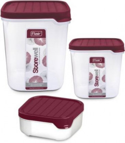 FLAIR  - 3500 ml Plastic Cookie Jar(Pack of 3, Maroon)