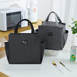 MAHVIW Lunch Bag, Insulated Large Capacity Bag, Insulated Lunch Cool Box Bag, Tote Storage Bag, Lunch Box, Women ,Men, Student and Kid, Work/School/Picnic/Camping (Black)