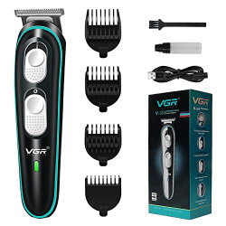 Lumitact VGR Professional Rechargeable Cordless Electric Hair Clippers Trimmer Haircutting Kit with 4 Guide Combs for Men (3, 6, 9, 12 mm, Black)