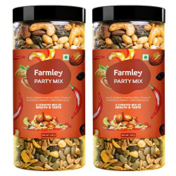 Farmley Party Mix 1kg (2 x 500g) | Mixed Nuts | Healthy Snacks Contains Mixed Dry Fruits, Nuts And Seeds