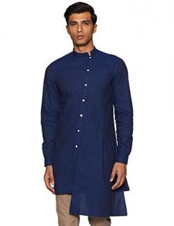 FREE HAND Men's Cotton Kurta (1118-CK06L37-04_Navy_Large/42)