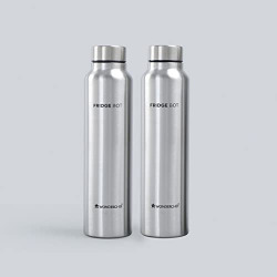 Wonderchef Fridge-Bot, 1000ml (Pack Of 2), Stainless Steel Single Wall Water Bottle, Spill & Leak Proof, 2 Years Warranty
