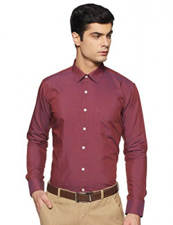 Amazon Brand - Symbol Men's Solid Slim Fit Full Sleeve Formal Shirt (SY-AW19-FS-293_Navy/Maroon_42)