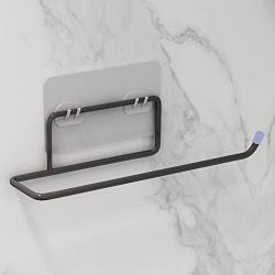 Plantex Self Adhesive GI Toilet Paper Roll Holder Toilet and Bathroom (Black)