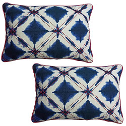 AJS Living Set of 2 Tie & Dye 200 TC Cotton Abstract Cushion Covers (50*35 cm/20 x 14 Inch) - Set of 2