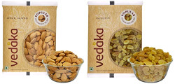 Amazon Brand - Vedaka Dry Fruit Combo - Almonds and Raisins (2 X 200 gm)