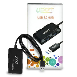 UPORT 1 Meter USB Hub 2.0,Multiport Adapter 4 in 1 Portable Hub Adapter for PC/Laptops with Hi-Speed Data Transfer Multi USB Port Expander for MacBook Pro Air, Mac OS X and Linux Systems - Black