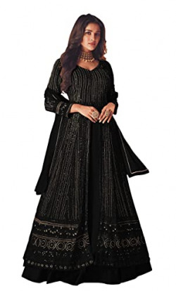 RUDRAPRAYAG Anarkali Georgette and Santoon Gown for Women | Long Anarkali Gown for Women 2023 | Gown for Women Semi-Stitched | Gown in Clothing & Accessories
