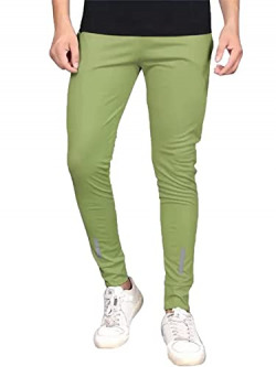 Selvia Men's Solid Lycra Full Elastic Jogger Track Pant(446TK112N-S_Green)