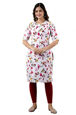 LookMark Women's Crepe Printed Regular Kurti | Kurta White