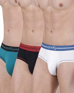 one8 by Virat Kohli Men's Cotton Solid Brief - Pack of 3 (203G1, Multicolor, 2XL)